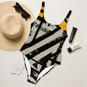 Black and Gold One-Piece Swimsuit