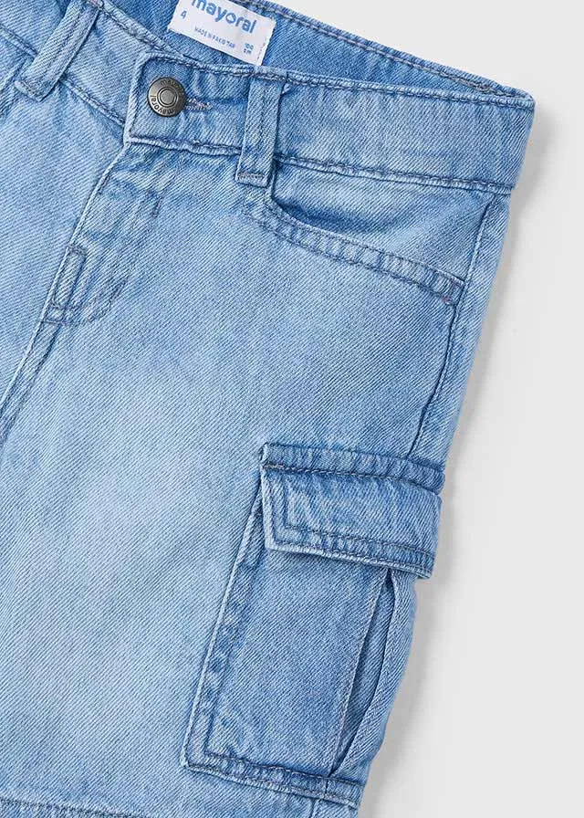 Boys Cargo Denim Shorts - Bleach