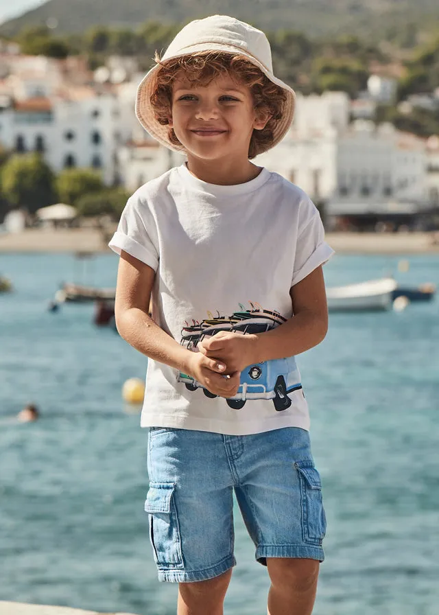 Boys Cargo Denim Shorts - Bleach