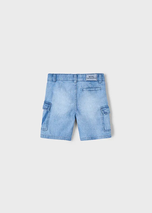 Boys Cargo Denim Shorts - Bleach