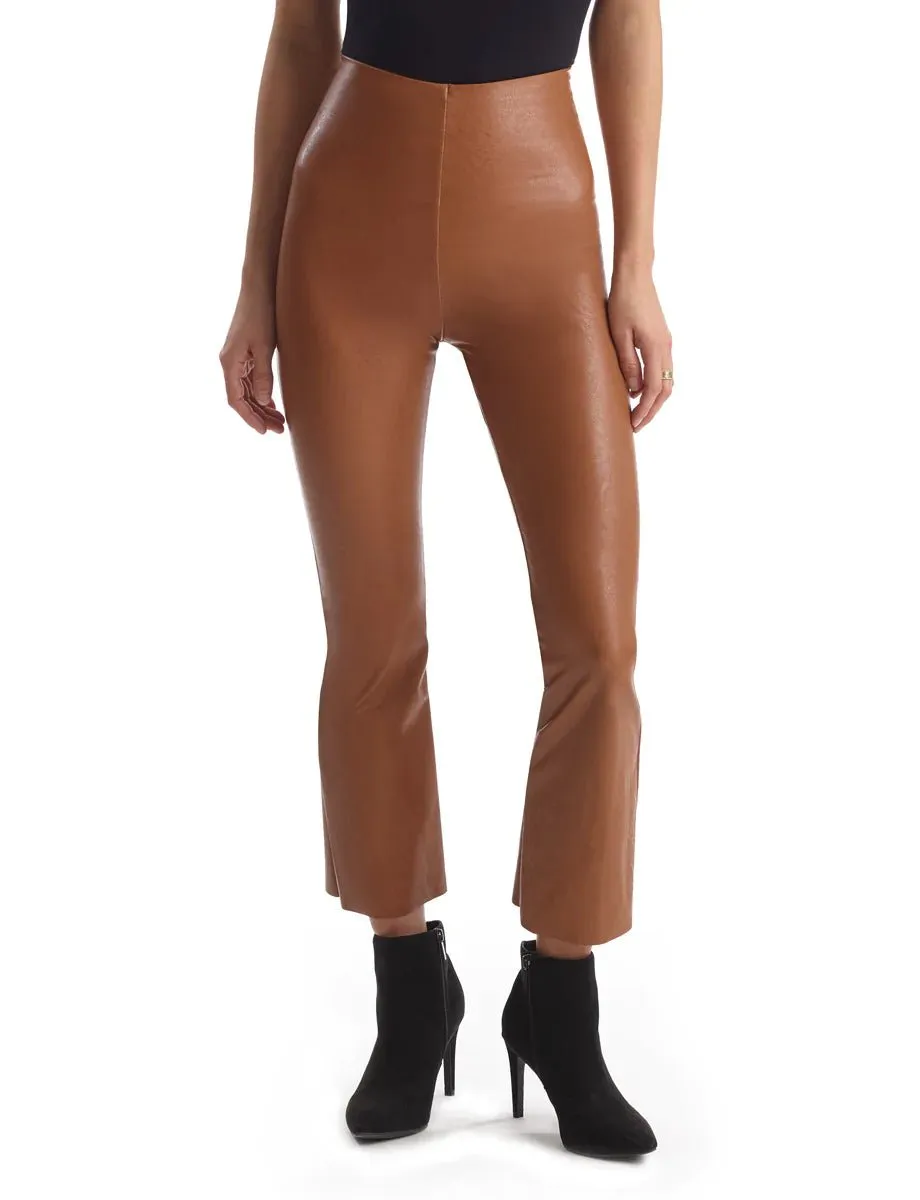 Commando: Faux Leather Cropped Flare - Cocoa