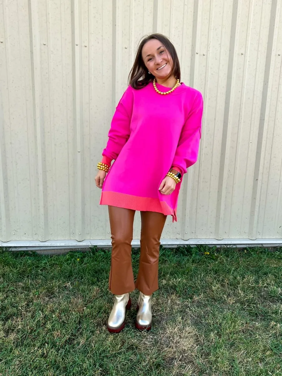 Commando: Faux Leather Cropped Flare - Cocoa