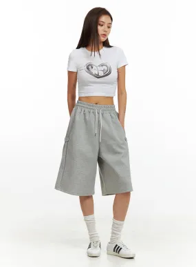 Cotton Cargo Sweat Shorts IU419