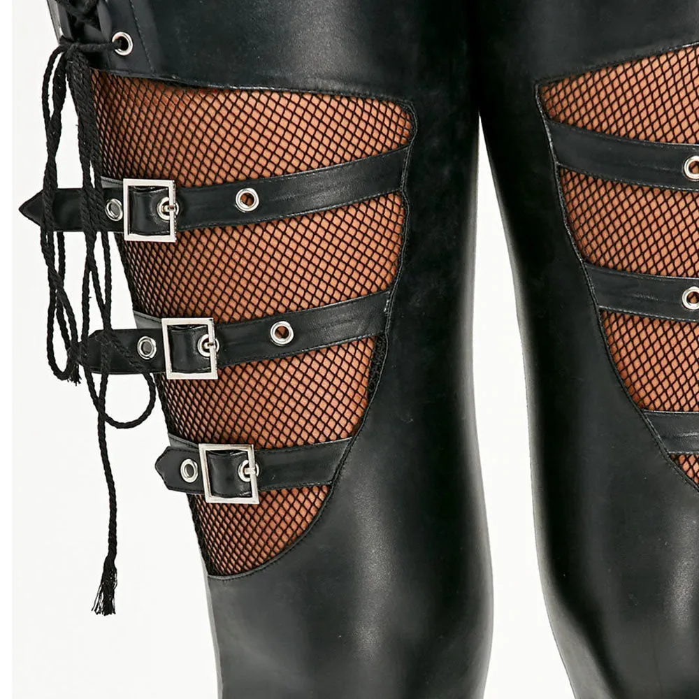 Faux Leather Belted Slim Fit Legging