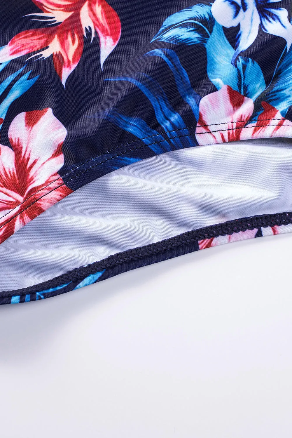 Floral Mesh Criss Cross One-piece Swimsuit