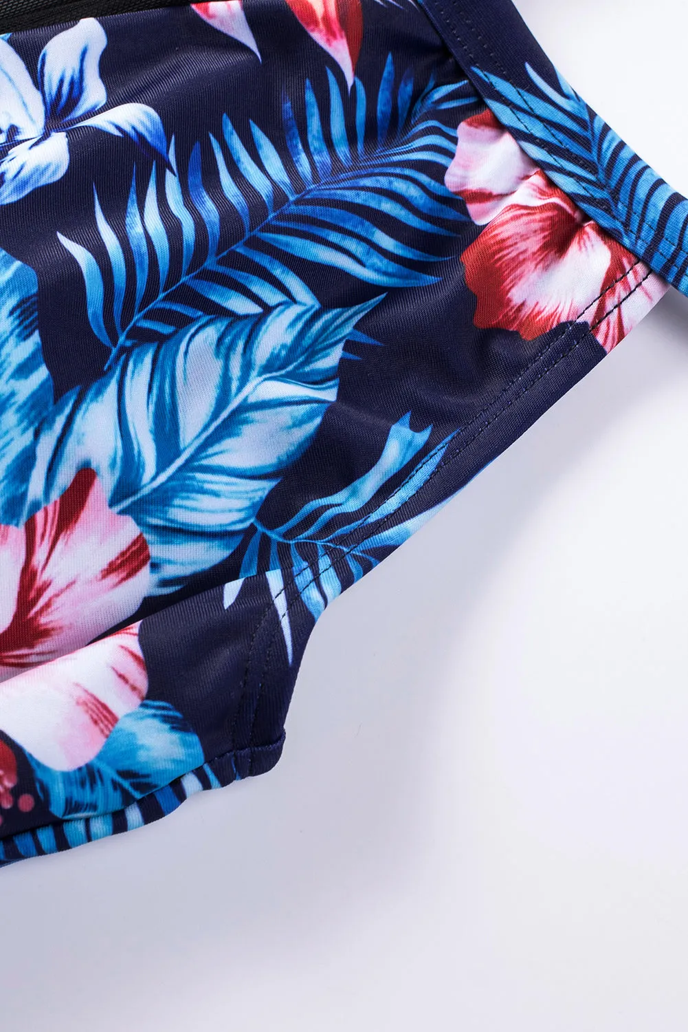 Floral Mesh Criss Cross One-piece Swimsuit