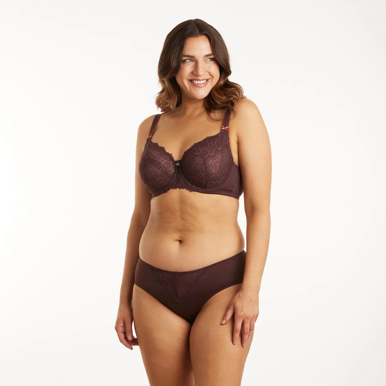 Geo Lace Full Cup Bra - Mocha