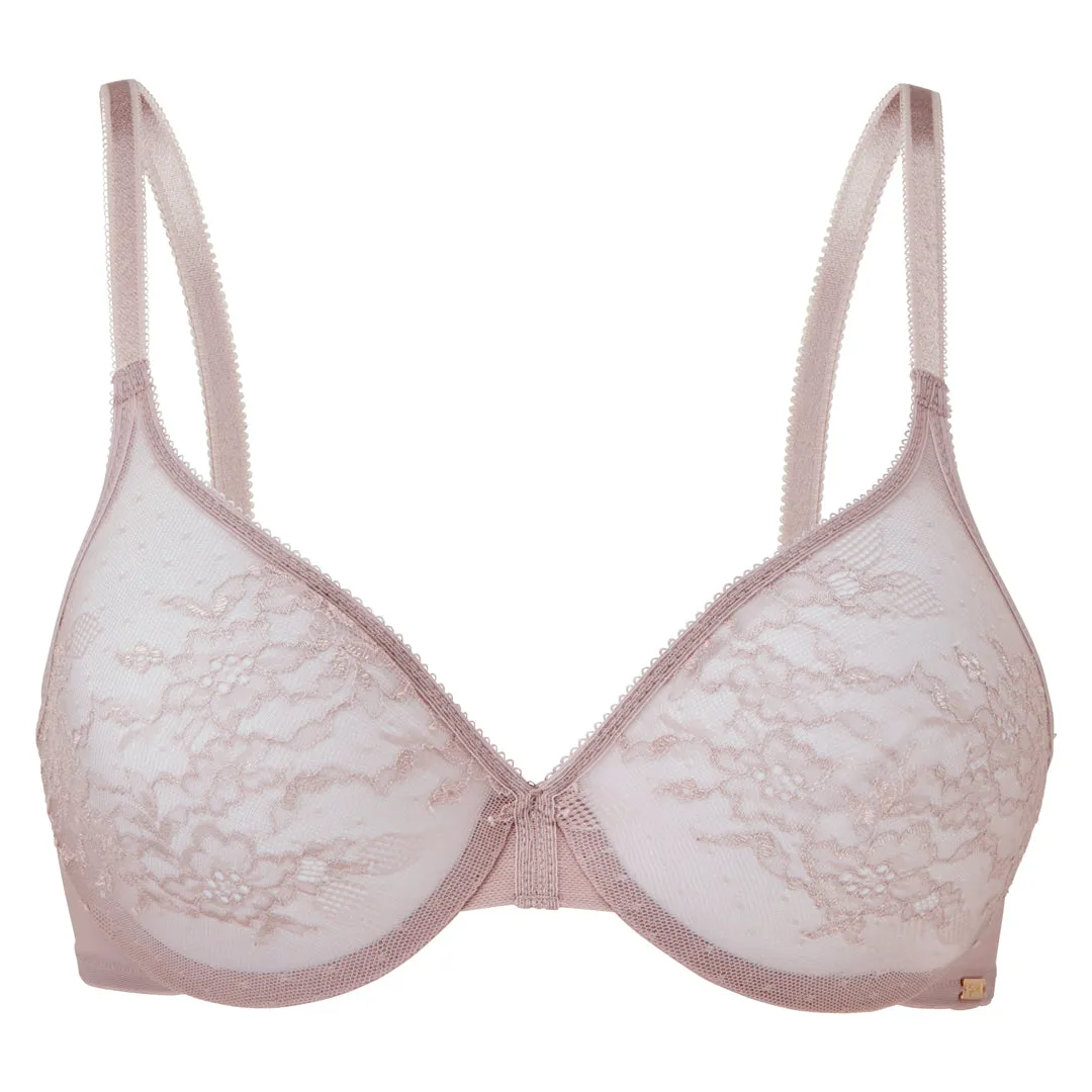 Gossard Glossies Lace Mink Sheer Mesh Molded Bra