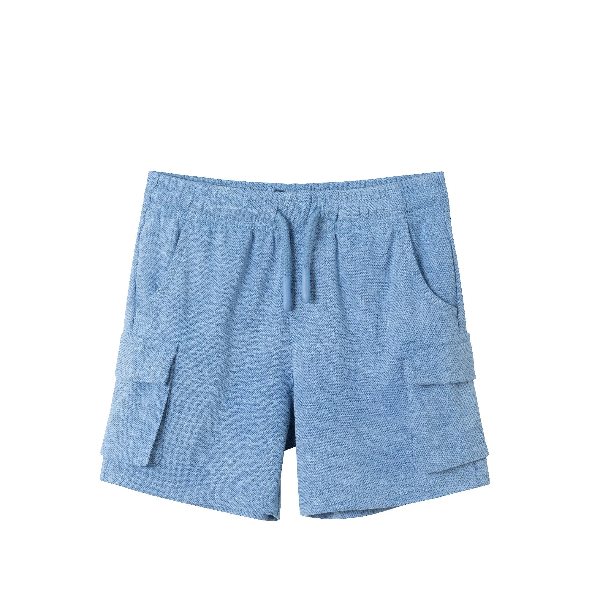 Kids (2-7) Applique Graphic Tee & Blue Washed Knit Cargo Short Set | Orange Dino