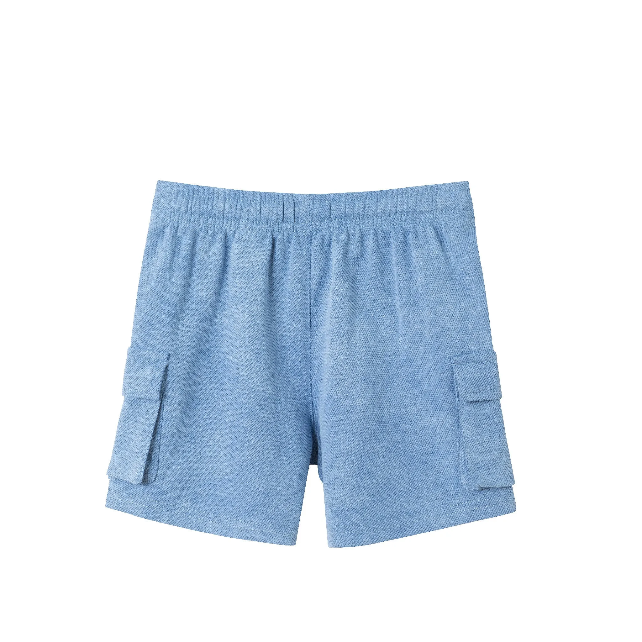 Kids (2-7) Applique Graphic Tee & Blue Washed Knit Cargo Short Set | Orange Dino