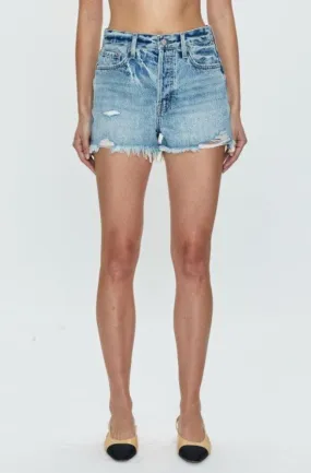 Nova High Waist Cutoff Denim Shorts in Garcon Vintage by Pistola