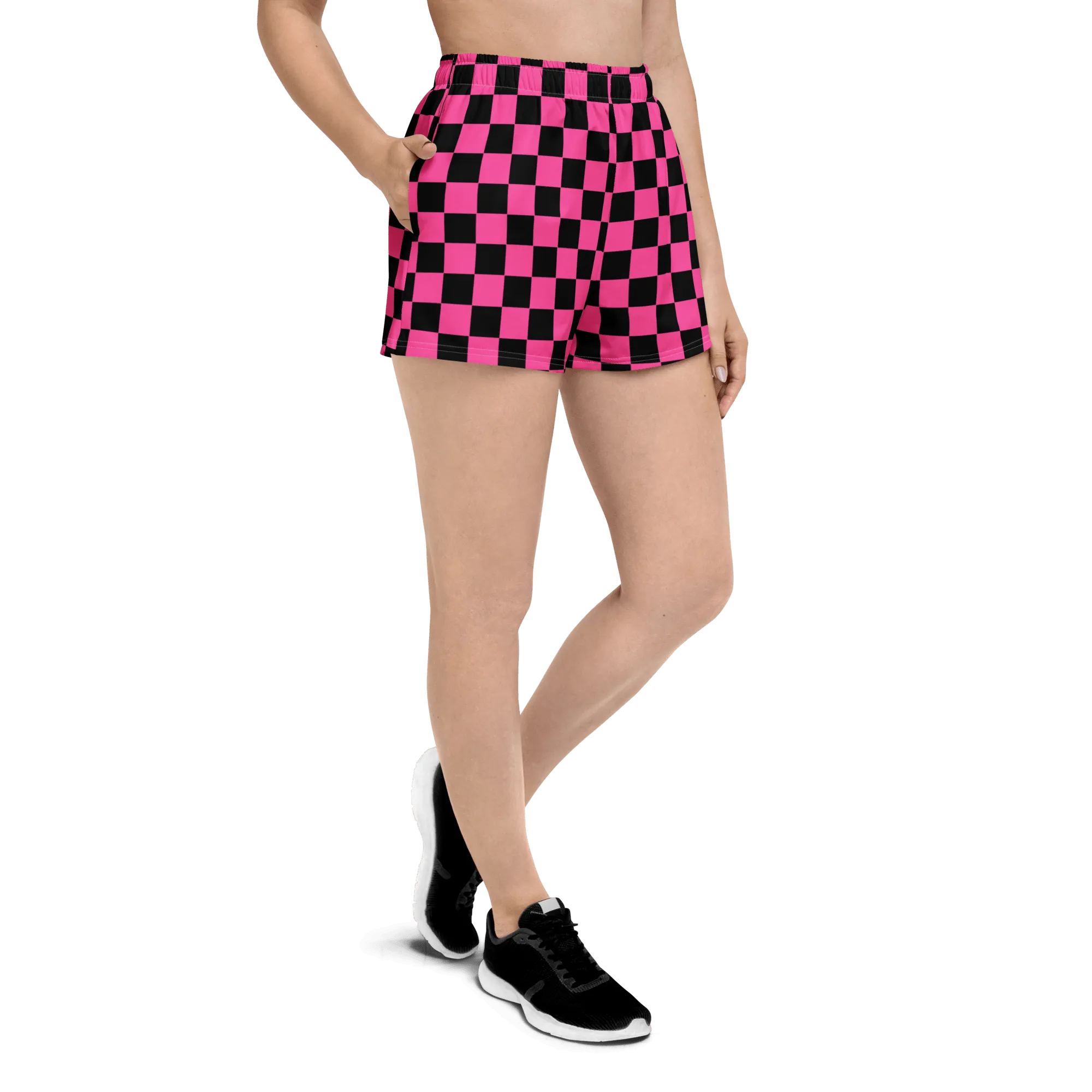 Pink Checkered Unisex Unlined Swim Trunks