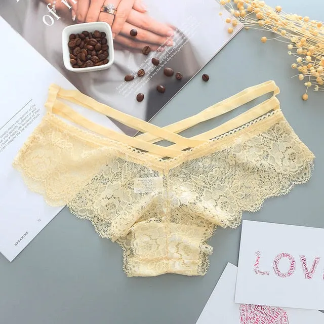 Sexy Panties Women Lace Low-rise Solid Sexy Briefs Female