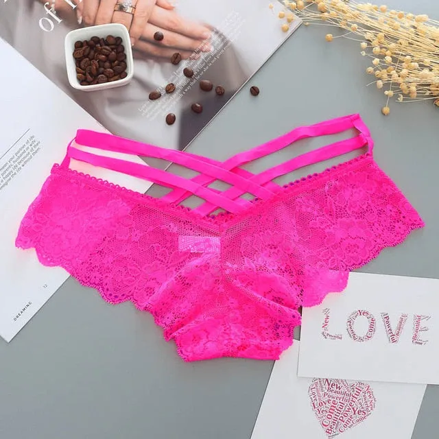 Sexy Panties Women Lace Low-rise Solid Sexy Briefs Female