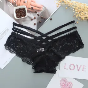 Sexy Panties Women Lace Low-rise Solid Sexy Briefs Female