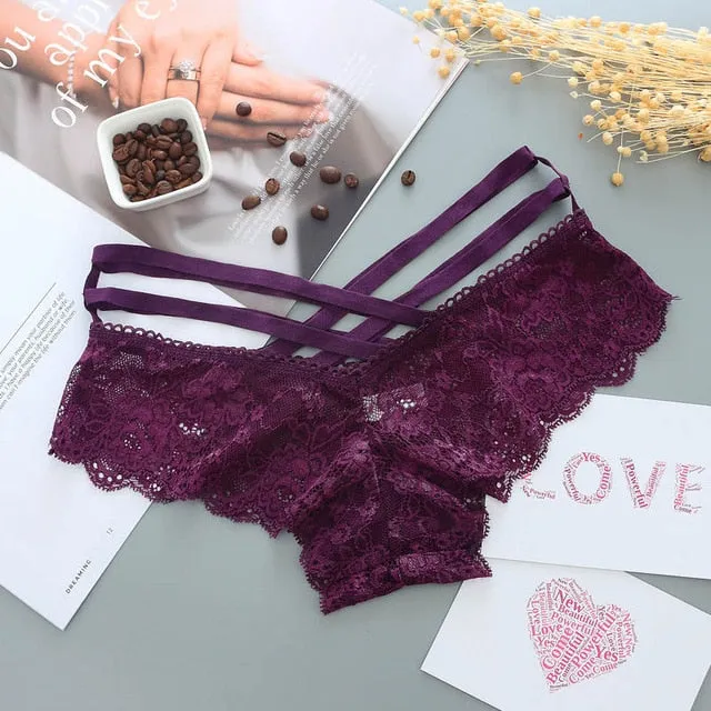 Sexy Panties Women Lace Low-rise Solid Sexy Briefs Female
