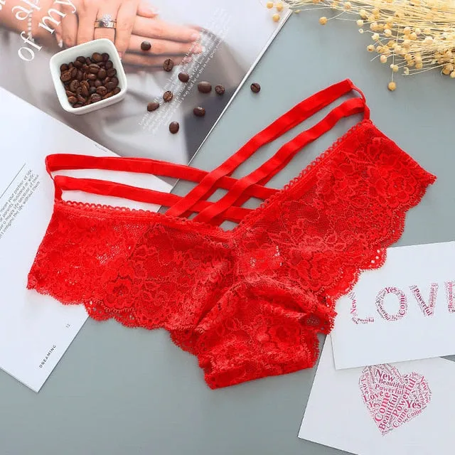 Sexy Panties Women Lace Low-rise Solid Sexy Briefs Female