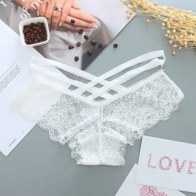 Sexy Panties Women Lace Low-rise Solid Sexy Briefs Female