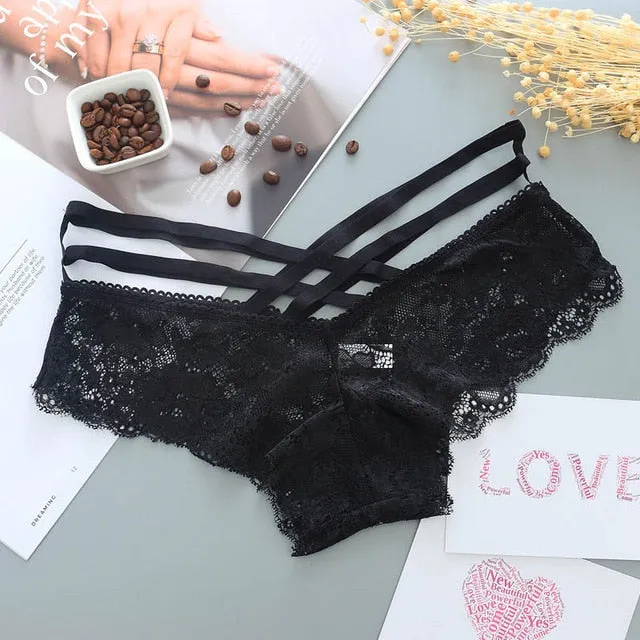 Sexy Panties Women Lace Low-rise Solid Sexy Briefs Female