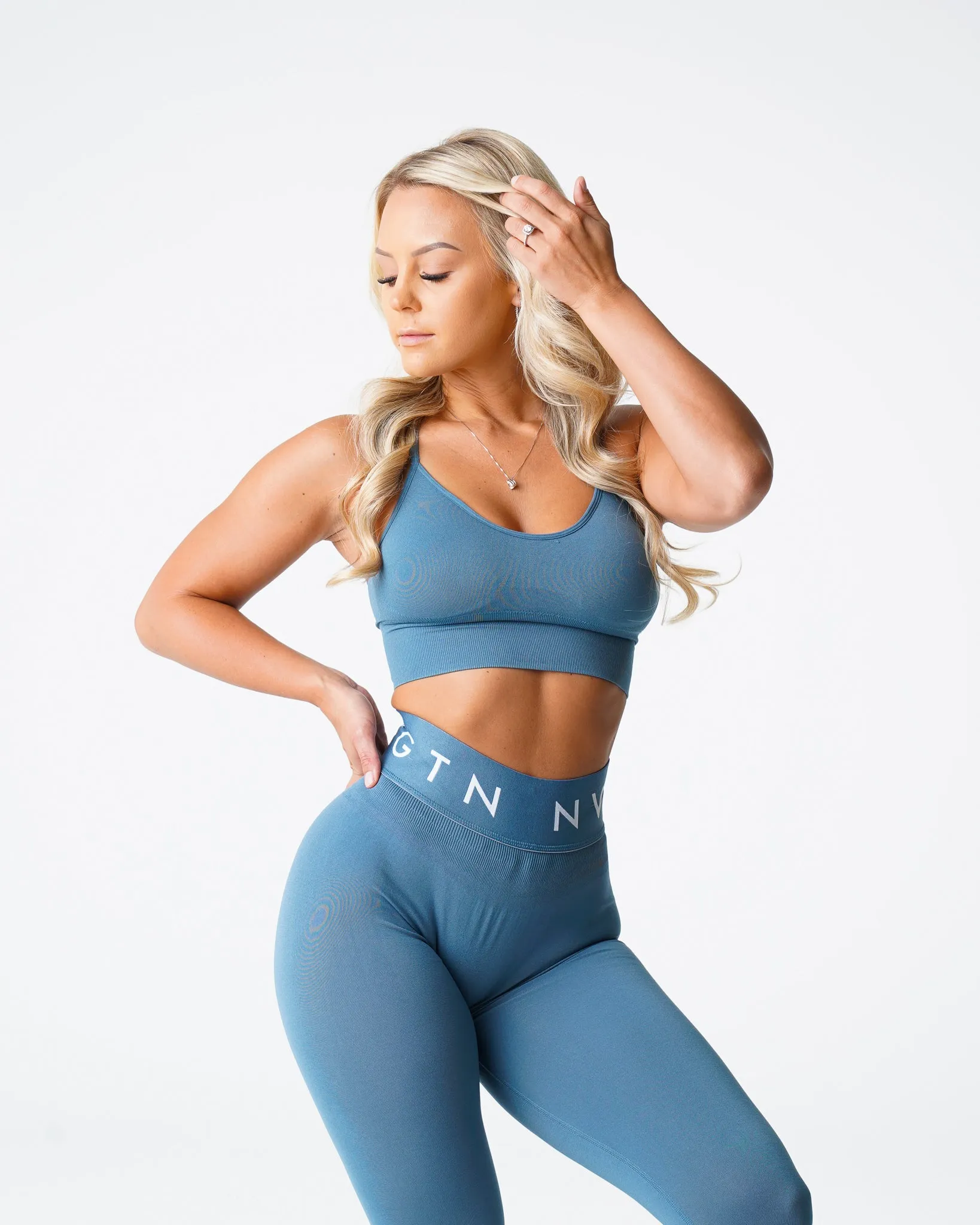 Stone Blue Flourish Seamless Bra