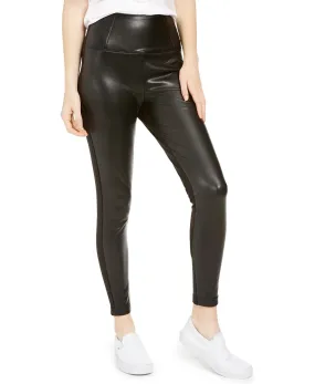 Tinseltown Love Fire Juniors' Topson Faux-Leather Leggings with Ponte-Knit Back Black Size Small