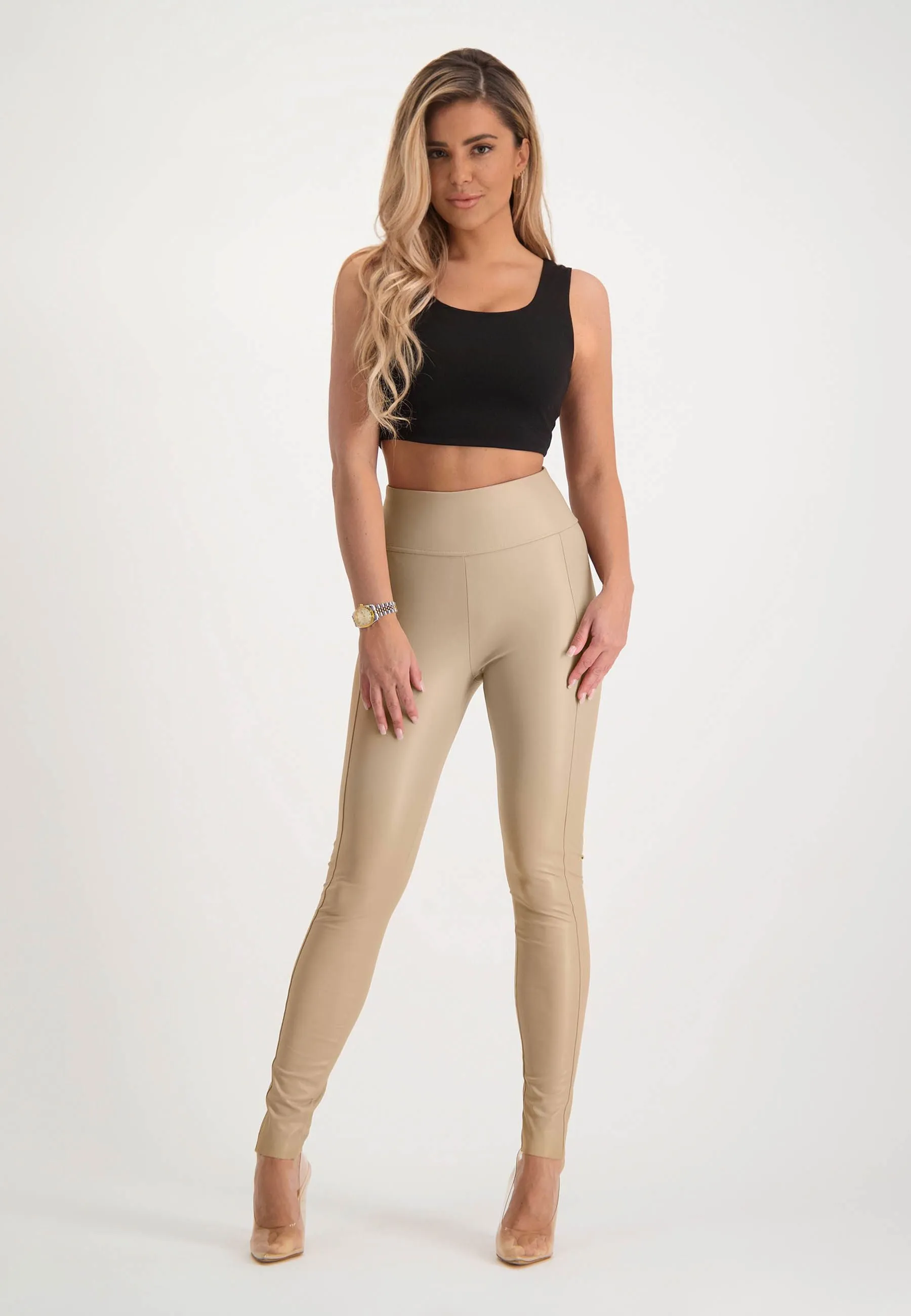 XOXO Yv. - Leather Sculpting Legging in Latte